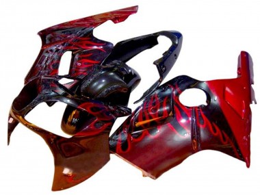 Billige Glänzendes Schwarz Rot Flamme 2002-2006 Kawasaki ZX12R Motorrad Verkleidung
