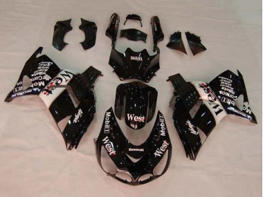 Billige Glänzendes Schwarz Weiß West 2006-2011 Kawasaki ZX14R ZZR1400 Motorrad Verkleidung