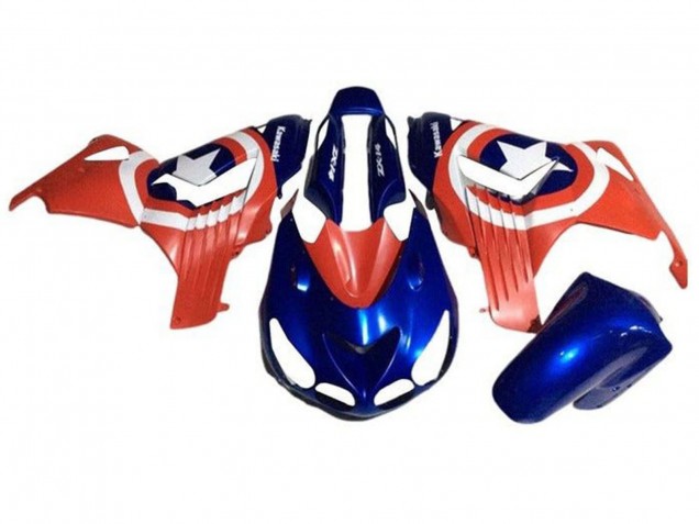Billige Blau Rot Weiß Stern Captain America 2006-2011 Kawasaki ZX14R ZZR1400 Motorrad Verkleidung