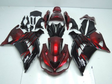 Billige Kawasaki ZX14R ZZR1400 Motorrad Verkleidung 2012-2024 - Rot Glanzendes Schwarz Weiss Ninja