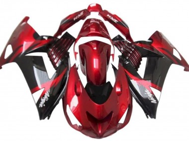 Billige Kawasaki ZX14R ZZR1400 Motorrad Verkleidung 2012-2024 - Rot Glanzendes Schwarz Weiss Ninja