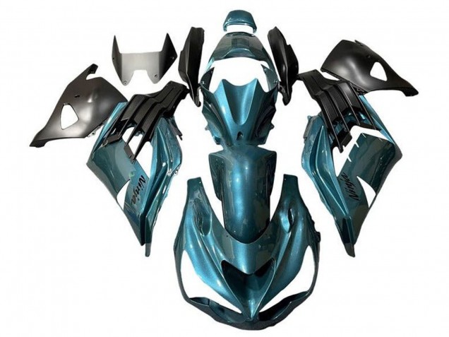 Billige Kawasaki ZX14R ZZR1400 Motorrad Verkleidung 2012-2024 - Metallisch Blau Grun Blau