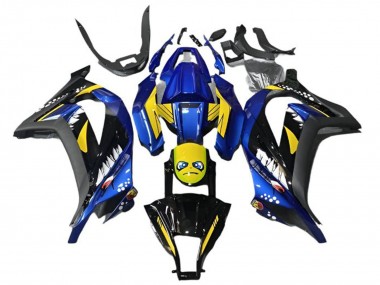 Billige Blau Gelb Schwarz Hai 2013-2024 Kawasaki EX300 Motorrad Verkleidung