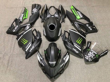 Billige Matt Schwarz Weiß Grün Monster Schnee 2018-2024 Kawasaki Ninja 400 Motorrad Verkleidung