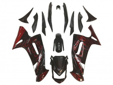 Billige Glänzendes Schwarz Rot Flamme 2006-2008 Kawasaki Ninja 650 EX650 Motorrad Verkleidung