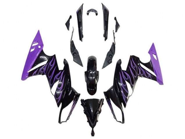 Billige Glänzendes Schwarz Lila Flamme 2009-2011 Kawasaki Ninja 650 EX650 Motorrad Verkleidung