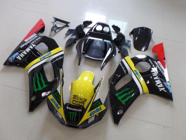 Billige Yamaha YZF R6 Motorrad Verkleidung 1998-2002 - Glanzendes Schwarz Gelb Rot Grun Motul Monster