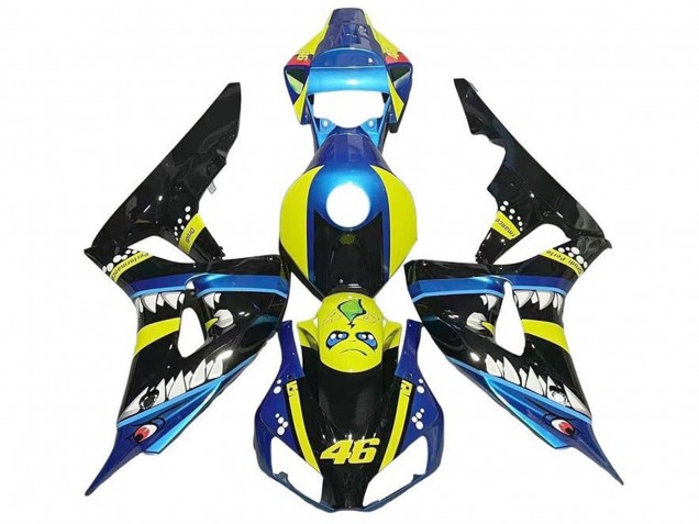 Billige Blau Gelb Glänzendes Schwarz Hai 46 2006-2007 Honda CBR1000RR Motorrad Verkleidung
