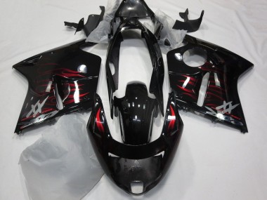 Billige Glänzendes Schwarz Rot Flamme 1996-2007 Honda CBR1100XX Blackbird Motorrad Verkleidung