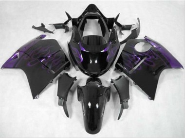 Billige Glänzendes Schwarz Lila Flamme 1996-2007 Honda CBR1100XX Blackbird Motorrad Verkleidung