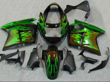 Billige Glänzendes Schwarz Grün Flamme 1996-2007 Honda CBR1100XX Blackbird Motorrad Verkleidung