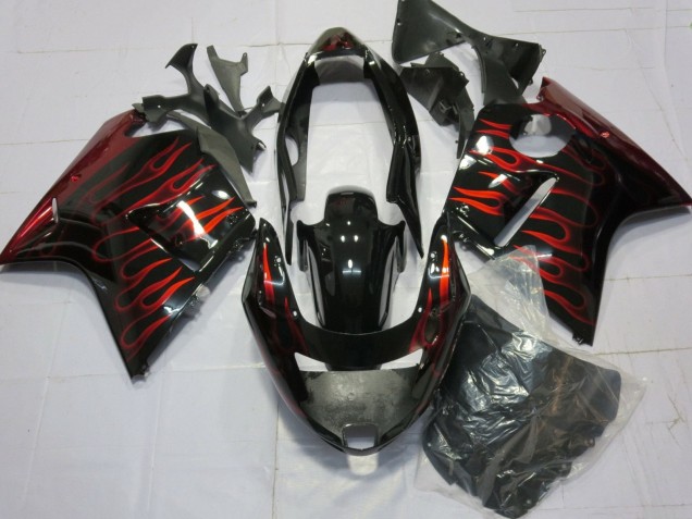 Billige Glänzendes Schwarz Rot Flamme 1996-2007 Honda CBR1100XX Blackbird Motorrad Verkleidung