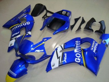 Billige Yamaha YZF R6 Motorrad Verkleidung 1998-2002 - Blau Weiss Gelb Go Motul