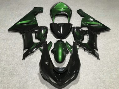 Billige Grün Glänzendes Schwarz 2005-2006 Kawasaki ZX6R Motorrad Verkleidung