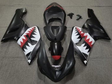 Billige Matt Schwarz Weiß Rot Hai 2005-2006 Kawasaki ZX6R Motorrad Verkleidung