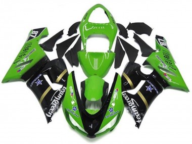 Billige Grün Glänzendes Schwarz Blau Stern Team Grün 2005-2006 Kawasaki ZX6R Motorrad Verkleidung