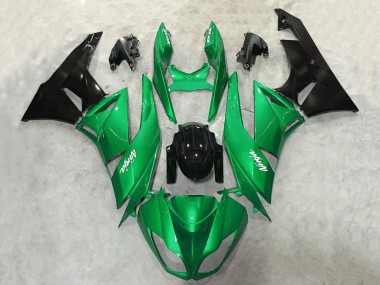 Billige Grün Glänzendes Schwarz Weiß Ninja 2009-2012 Kawasaki ZX6R Motorrad Verkleidung