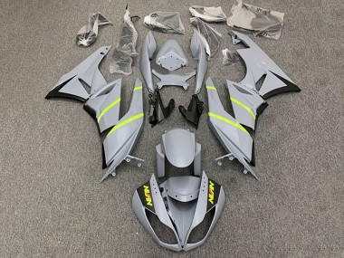 Billige Grau Gelb Streifen 2009-2012 Kawasaki ZX6R Motorrad Verkleidung