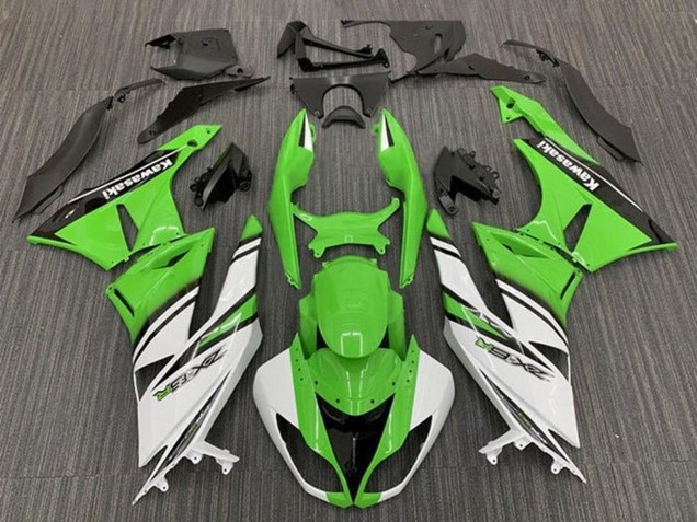 Billige Grün Weiß Schwarz Streifen 2009-2012 Kawasaki ZX6R Motorrad Verkleidung