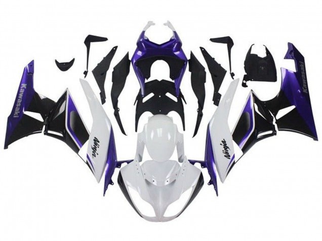 Billige Lila Weiß Schwarz 2009-2012 Kawasaki ZX6R Motorrad Verkleidung