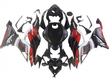 Billige Matt Schwarz Rot Weiß Hai 2019-2022 Kawasaki ZX6R Motorrad Verkleidung