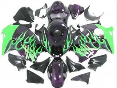 Billige Glänzendes Schwarz Grün Flamme 1996-2007 Suzuki GSXR 1300 Hayabusa Motorrad Verkleidung