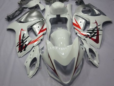 Billige Suzuki GSXR 1300 Hayabusa Motorrad Verkleidung 2008-2020 - Weiss Rot Silber