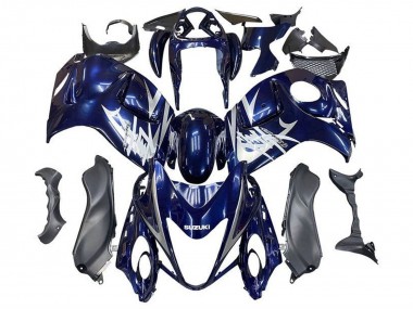 Billige Suzuki GSXR 1300 Hayabusa Motorrad Verkleidung 2008-2020 - Dunkel Blau Silber Weiss
