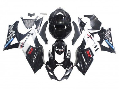 Billige Glänzendes Schwarz Weiß West 2005-2006 Suzuki GSXR 1000 Motorrad Verkleidung