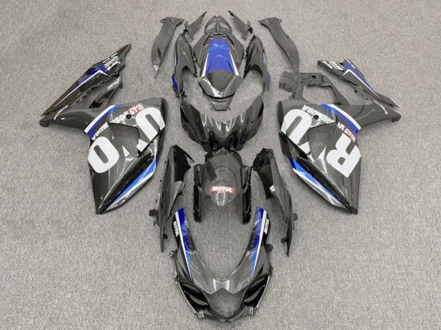 Billige Kunst Carbonfaser Weiß Blau 2017-2024 Suzuki GSXR1000 Motorrad Verkleidung