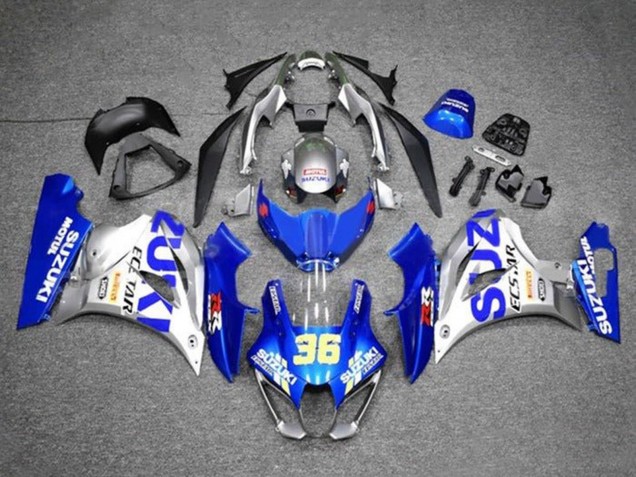 Billige Blau Silber Ecstar 36 2017-2024 Suzuki GSXR1000 Motorrad Verkleidung