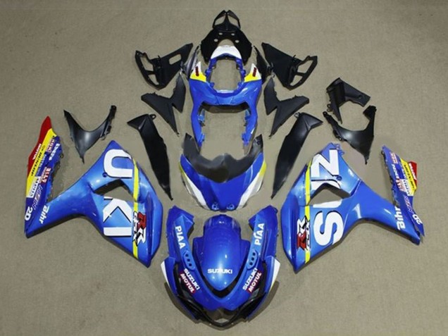 Billige Blau Weiß Gelb Streifen 2009-2016 Suzuki GSXR 1000 Motorrad Verkleidung