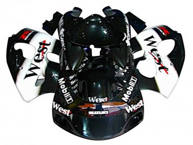 Billige Schwarz Weiß Weste 1996-2000 Suzuki GSXR 600 / GSXR 750 Motorrad Verkleidung