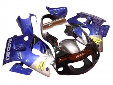 Billige Blau Silber Schwarz 1996-2000 Suzuki GSXR 600 / GSXR 750 Motorrad Verkleidung