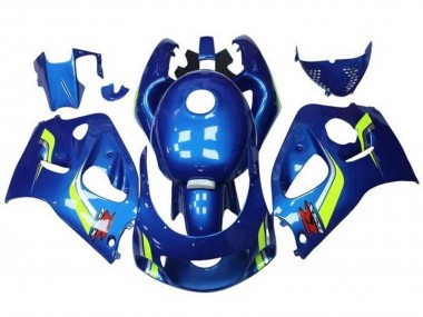 Billige Blau Gelb Weiß 1996-2000 Suzuki GSXR 600 / GSXR 750 Motorrad Verkleidung