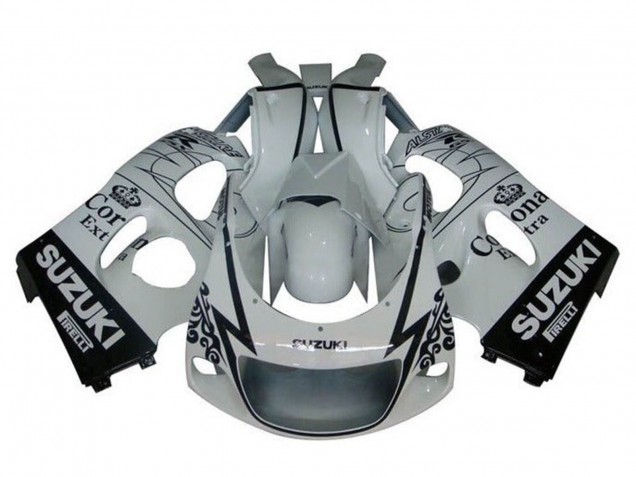 Billige Weiß Schwarz Tribal Corona 1996-2000 Suzuki GSXR 600 / GSXR 750 Motorrad Verkleidung