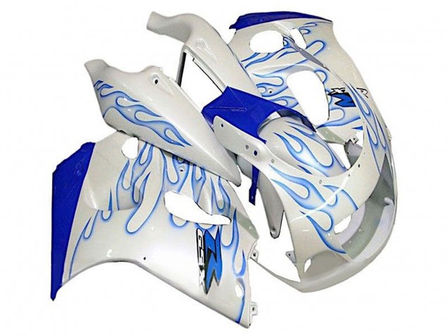 Billige Weiß Blau Flamme 1996-2000 Suzuki GSXR 600 / GSXR 750 Motorrad Verkleidung