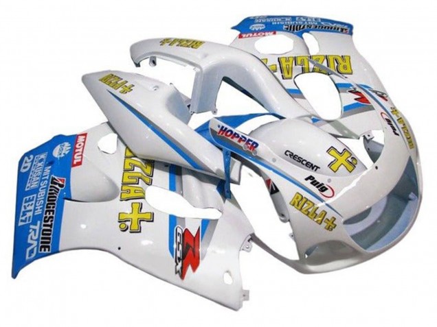 Billige Weiß Blau Gelb Rizla 1996-2000 Suzuki GSXR 600 / GSXR 750 Motorrad Verkleidung