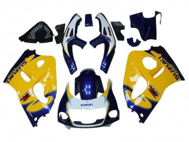 Billige Gelb Blau Tribal 1996-2000 Suzuki GSXR 600 / GSXR 750 Motorrad Verkleidung