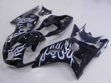 Billige Glänzendes Schwarz Weiß Flamme 2001-2003 Suzuki GSXR 600 / GSXR 750 Motorrad Verkleidung