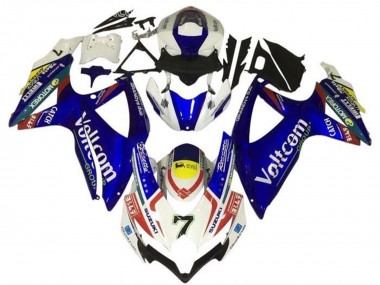 Billige Weiß Blau Gelb Rot Voltcom 7 2008-2010 Suzuki GSXR 600 / GSXR 750 Motorrad Verkleidung