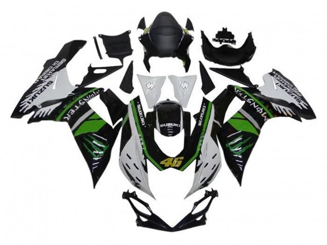 Billige Weiß Grün Schwarz Monster 46 2011-2024 Suzuki GSXR 600 / GSXR 750 Motorrad Verkleidung