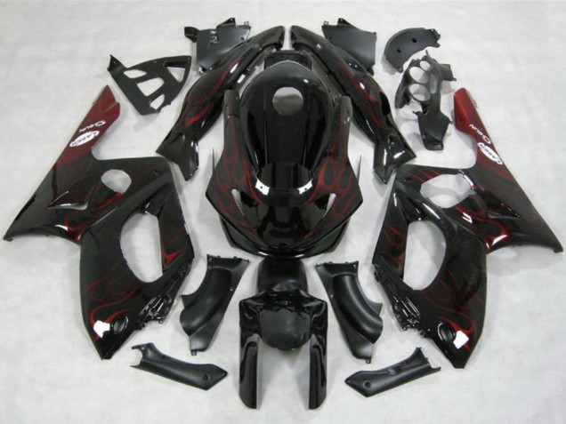 Billige Glänzendes Schwarz Rot Flamme 1996-2007 Yamaha YZF600R Thundercat Motorrad Verkleidung