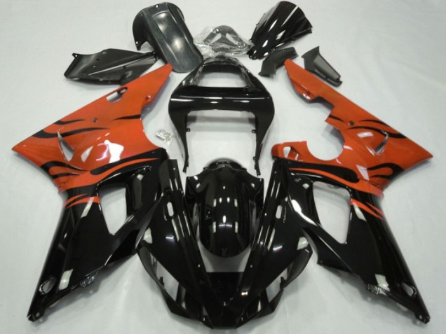 Billige Orange Glänzendes Schwarz Flamme 2000-2001 Yamaha YZF 1000 R1 Motorrad Verkleidung