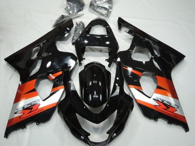 Billige Glänzendes Schwarz Orange Weiß mit Aufkleber 2004-2005 Suzuki GSXR 600 / GSXR 750 Motorrad Verkleidung