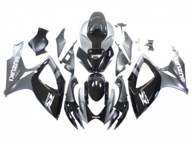 Billige Silber Glänzendes Schwarz Weiß 2006-2007 Suzuki GSXR 600 / GSXR 750 Motorrad Verkleidung