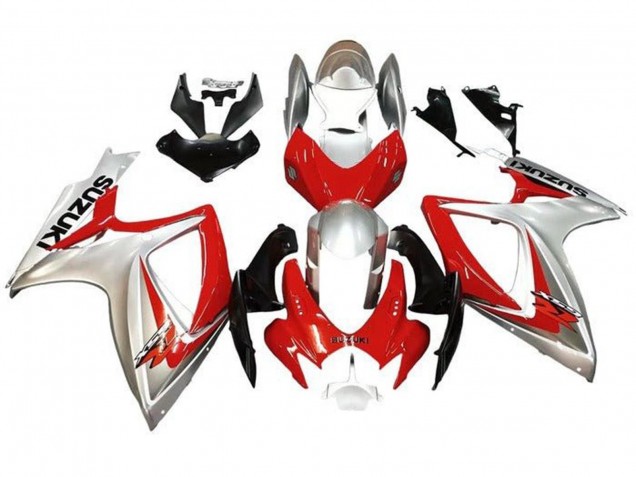 Billige Silber Rot Schwarz 2006-2007 Suzuki GSXR 600 / GSXR 750 Motorrad Verkleidung