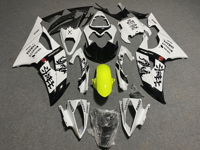 Billige Weiß Gelb Glänzendes Schwarz Chinese Characters 2008-2016 Yamaha YZF R6 Motorrad Verkleidung