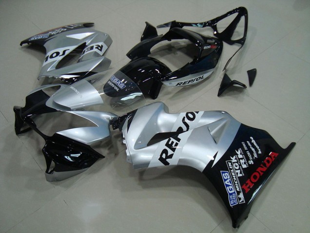 Billige Honda VFR 800 Motorrad Verkleidung 2002-2013 - Silber Glanzendes Schwarz Repsol