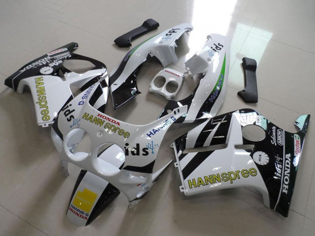 Billige Honda CBR250RR MC19 Motorrad Verkleidung 1988-1989 - Weiss Gelb Glanzendes Schwarz Hannspree